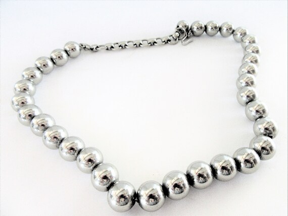 Vintage Monet Choker Silver Tone Beads Bright Shiny Silver | Etsy