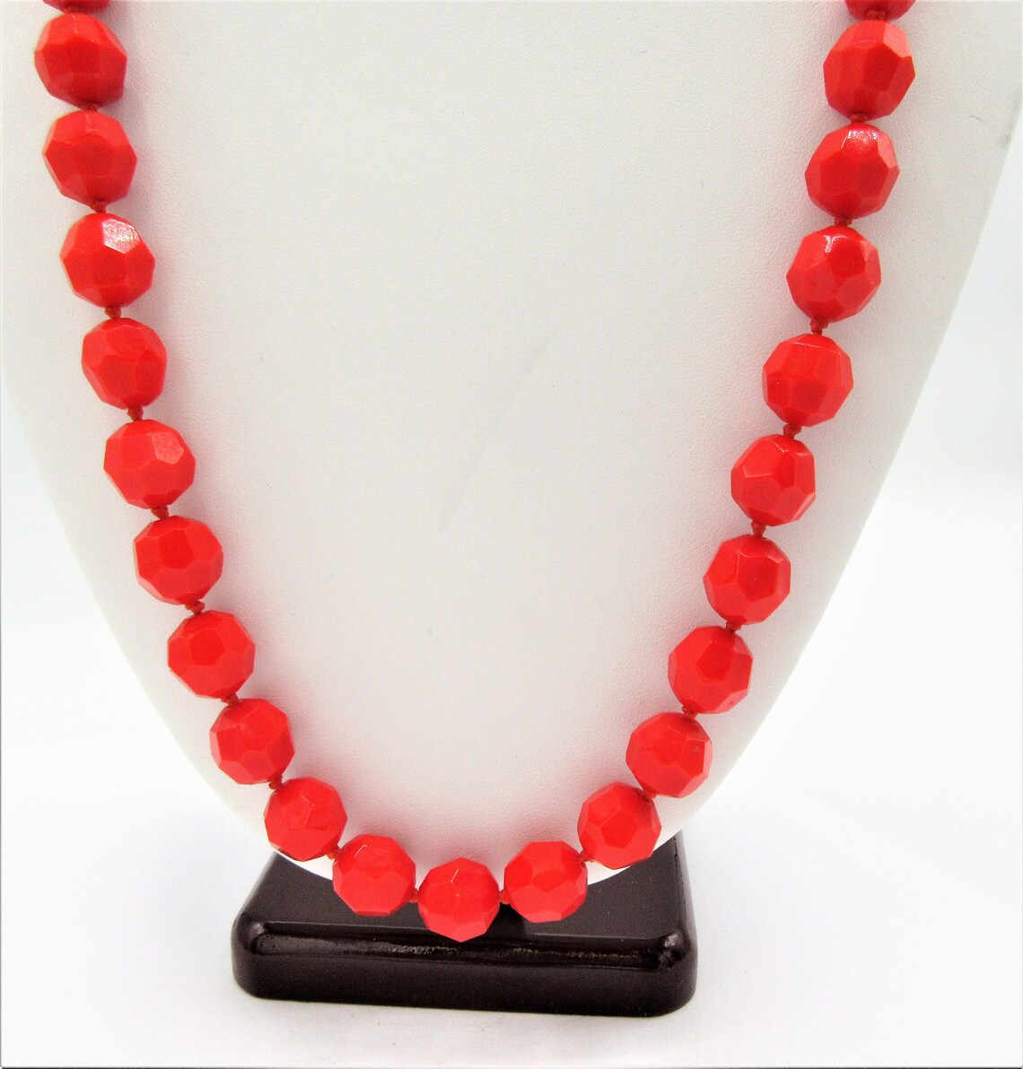 Orange Glass Bead Necklace Faceted Beads 20 Inch Beads Etsy