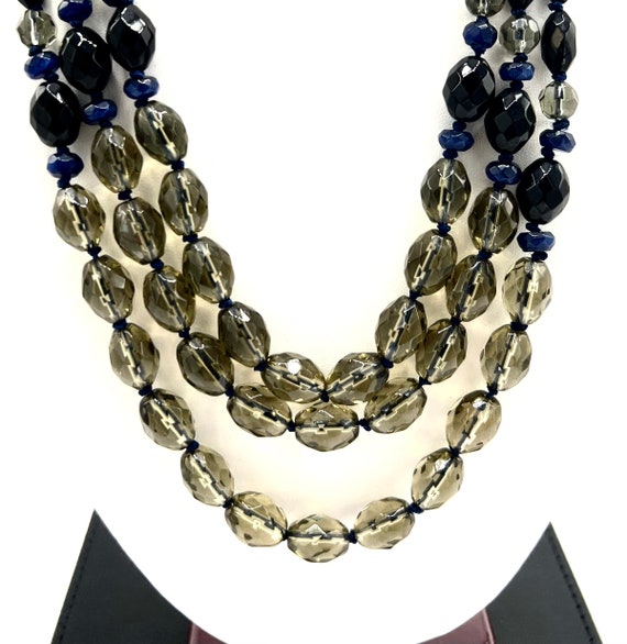 Smokey Gray and Black Faceted Crystal Necklace,  3