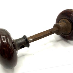 Antique Brown Porcelain Doorknobs, Architectural Salvage, Set of 2,