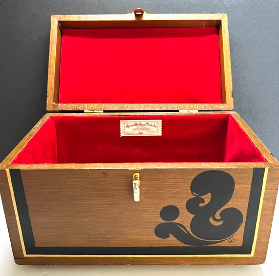 Mid Century Handmade Box Purse, Signed Wood Box, … - image 7