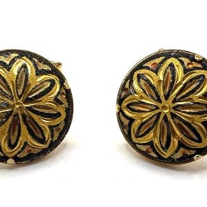 Vintage Damascene Cufflinks, Toledo  Spain Souvenir,  Mens Links, Vintage 60&#39;s