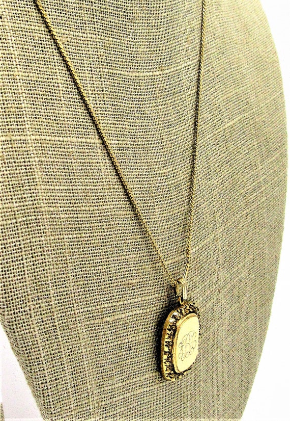 Gold Pendant Necklace,  Monogrammed Pendant,  Flo… - image 4
