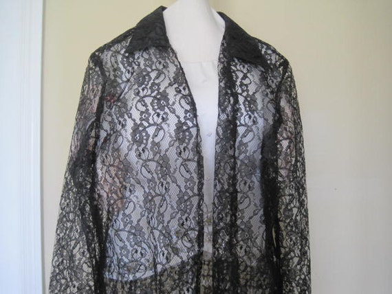Black Lace Coat, Shell Kepler Label, Lacy Afternoon, Size M