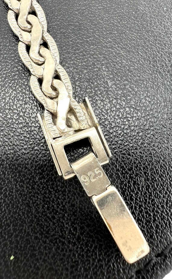 Sterling Link Bracelet, Braided Narrow, Signed 925 - image 5
