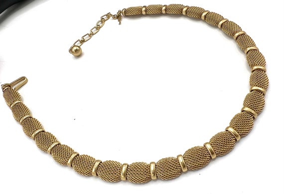 Crown Trifari Mesh Choker Necklace, 15 Inch Gold … - image 2