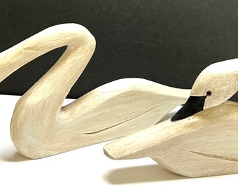 THE BOYDS COLLECTION, J Dudley Artist, Swimming Nesting Pair of Swans, Hand Carved and Painted