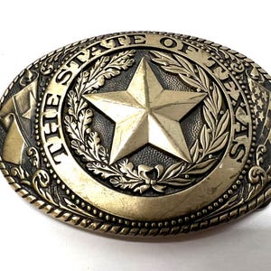 Vintage Brass Texas Belt Buckle: Tony Lama Signed, Center Star