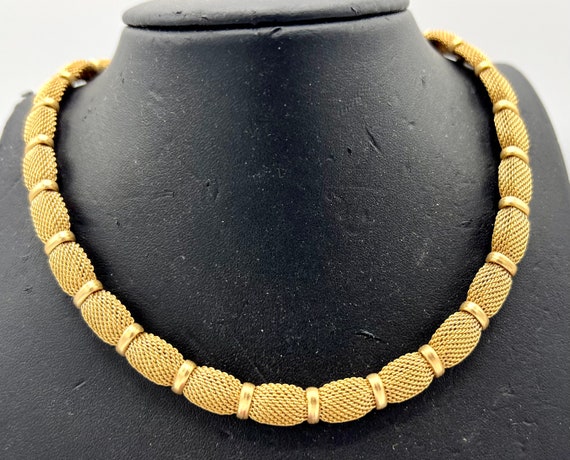 Crown Trifari Mesh Choker Necklace, 15 Inch Gold … - image 3