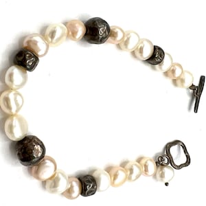 Sterling Silver Pearl Bracelet: Signed Israel 925 Wedding Jewelry
