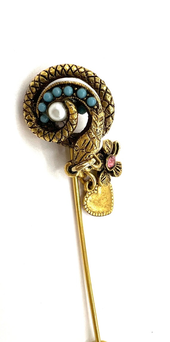 Snake Stick Pin, Victorian Revival, Elegant Seed P