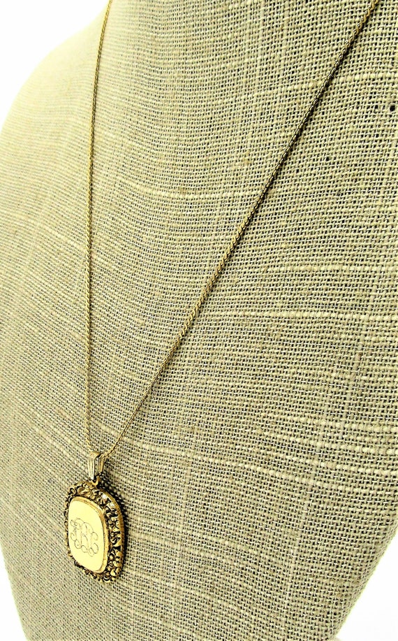 Gold Pendant Necklace,  Monogrammed Pendant,  Flo… - image 5