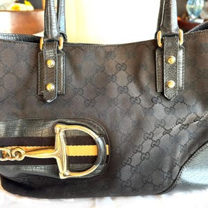 Vintage Authentic Gucci GG Purse, Gold Horse Bit GG on Genuine Canvas and leather purse, with Brown GG Dust Bag