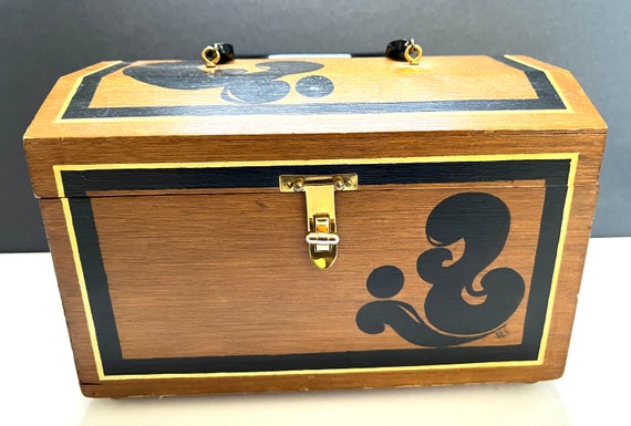 Mid Century Handmade Box Purse, Signed Wood Box, … - image 1