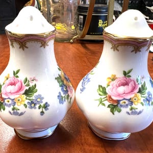 Vintage Royal Albert Salt Pepper Floral Pattern,  Bone China, Made in England