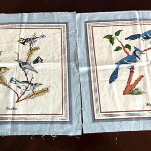 Waverly Blue Jay Warbler Fabric Blocks, Screen Print Cotton Blend (18 x 18 inches)