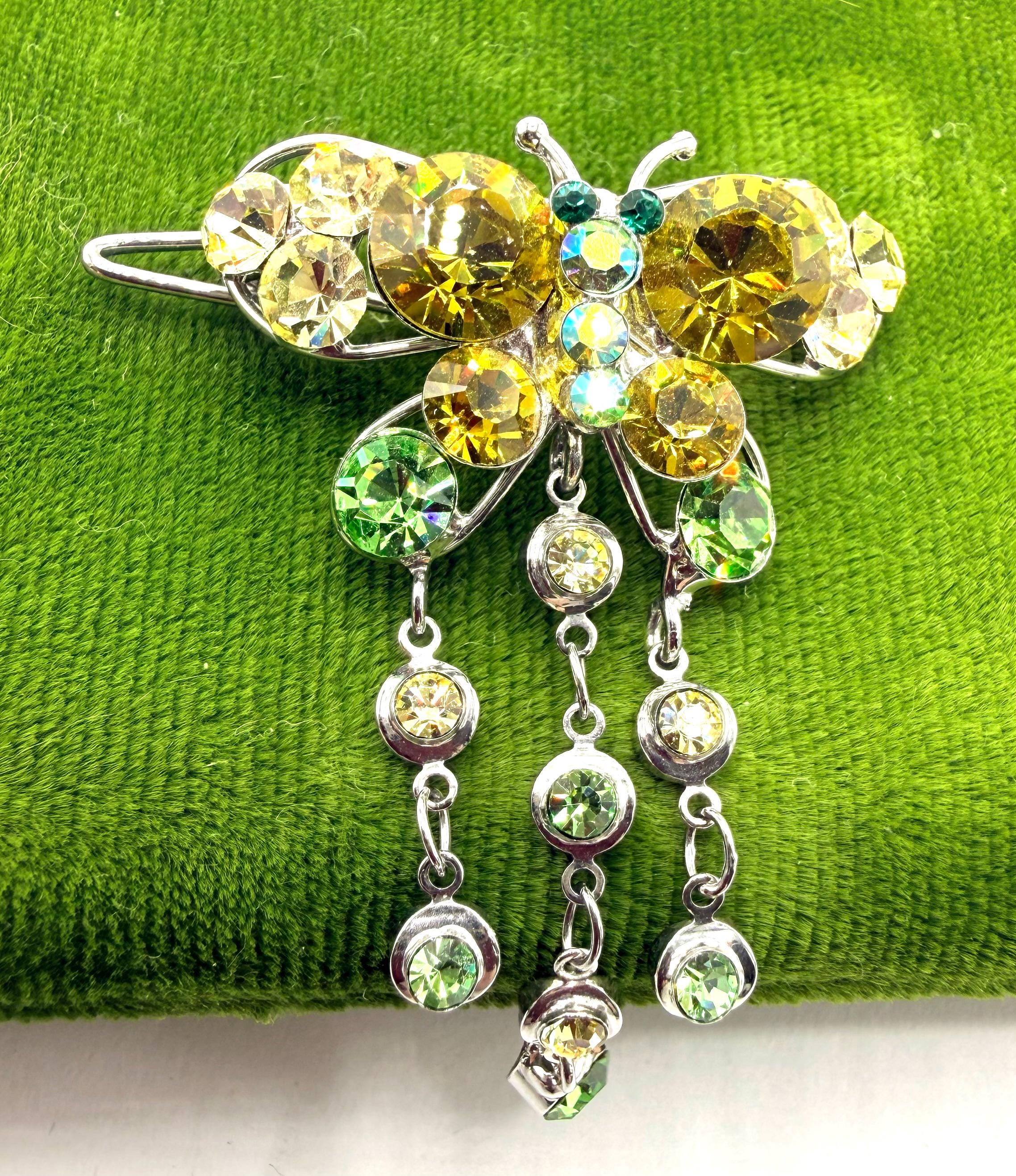 Vintage Rhinestone Butterfly Hair Barrette: Wedding Hair 