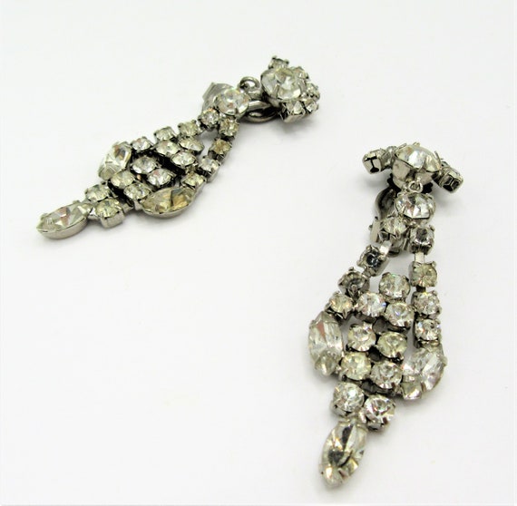 Chandelier Dangle Earrings, Glitzy Rhinestones, 2… - image 5