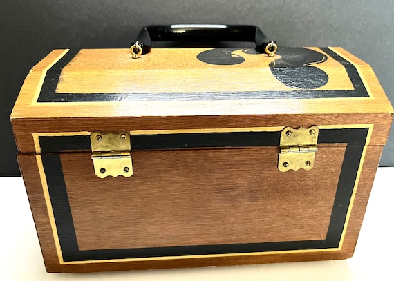 Mid Century Handmade Box Purse, Signed Wood Box, … - image 8