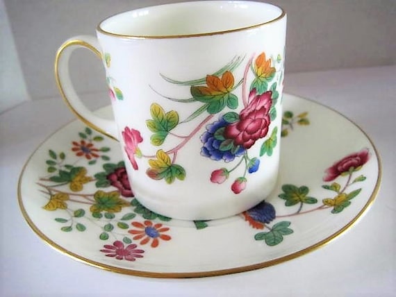 Wedgwood Cup and Saucer, Cuckoo Pattern, Bone China England, Vintage Bird and Floral
