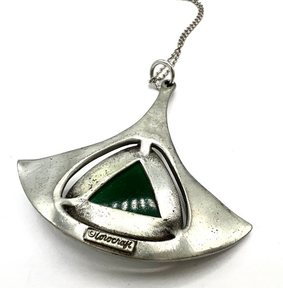 Vintage Corocraft Green Glass Pendant Necklace, S… - image 8