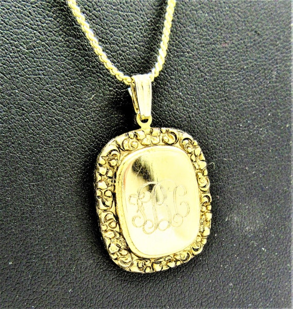 Gold Pendant Necklace,  Monogrammed Pendant,  Flo… - image 2