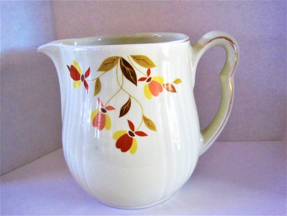Hall Jewel Tea Pitcher, Autumn Leaf Milk Jug, Mid Century, Collectible Pattern