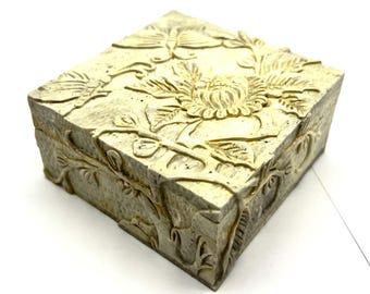 Vintage Trinket Box: Signed Harmony Kingdom, Marble Resin Tile, 3 Inch Square