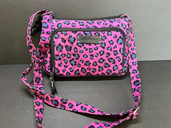 Vera Bradley Purple Animal Leopard Print Crossbody Handbag Purse Quilted Shoulder Bag Etsy