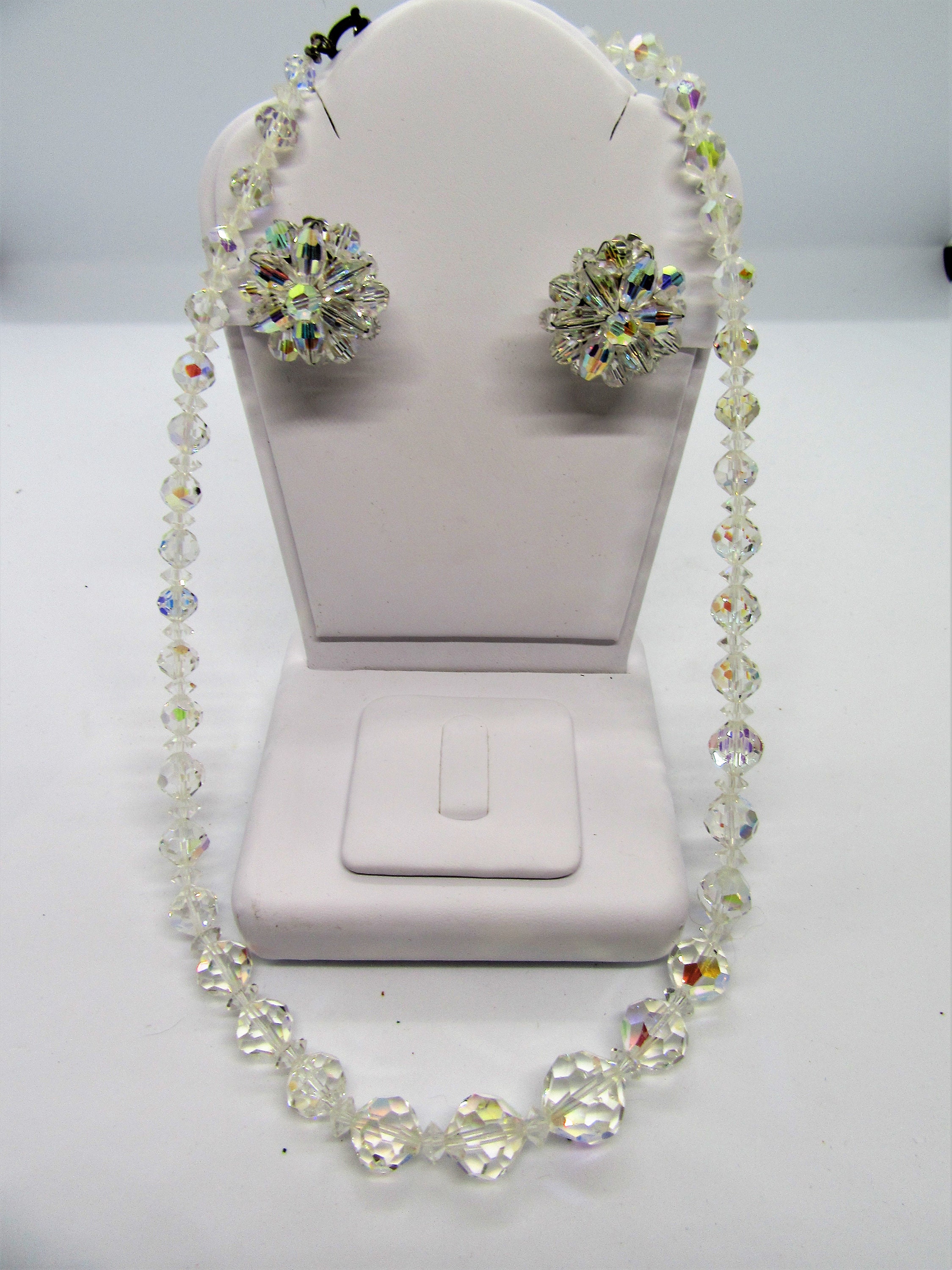 Vintage Crystal Necklace Earrings Clear Crystals Single Etsy