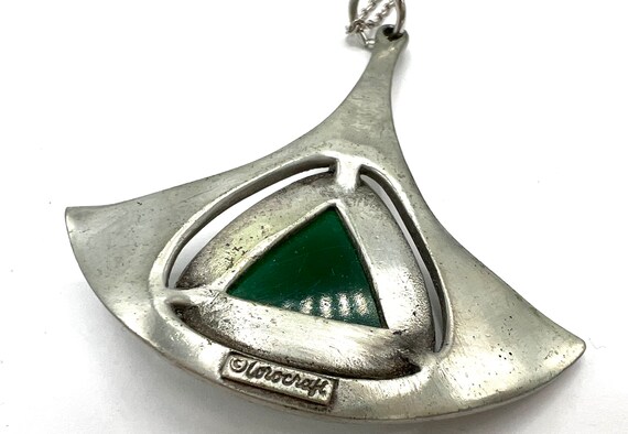 Vintage Corocraft Green Glass Pendant Necklace, S… - image 7