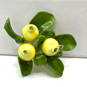 Cara China Lemon Branch Brooch, Made in England, Staffordshire Bone China,