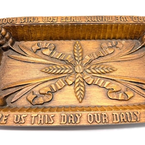 Vintage Faux Wood Bread Tray, Rectangle Shaped, Decorative Handles