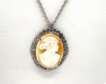 Antique Art Deco Shell Cameo Pendant 800 Silver - Etsy