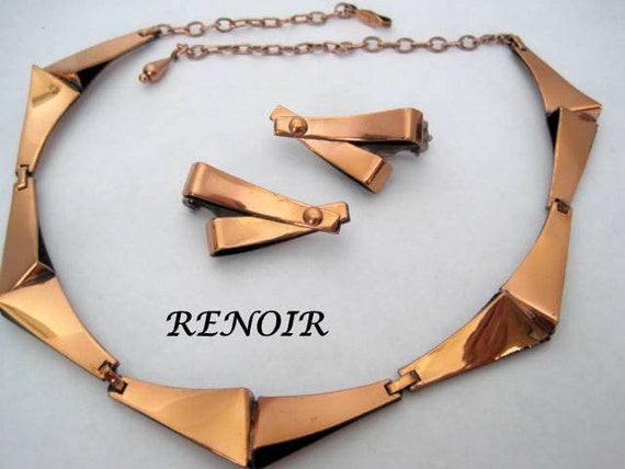 Renoir Copper Necklace Set,  Modernist Mid Centur… - image 4