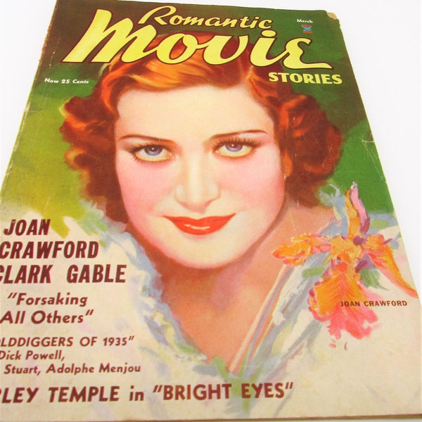 Romantic Movie Stories Magazine, March, 1935, Joan Crawford Cover,  Softback, 98 Pages, Fawcett Publications, Louisville, Kentucky