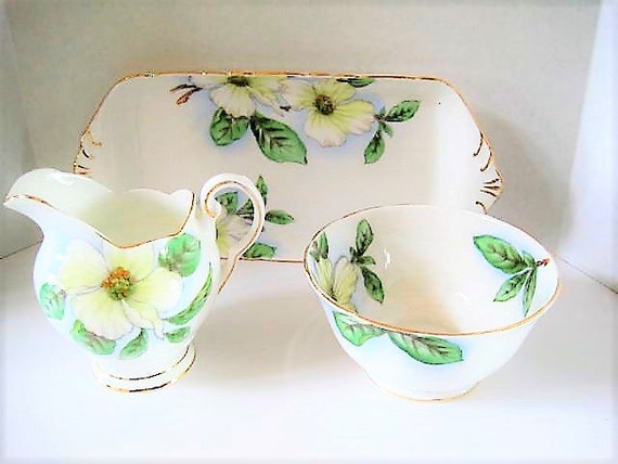 Royal Tuscan Bone China, Sugar Creamer Underplate, Dogwood Pattern, Bone China, Made in England