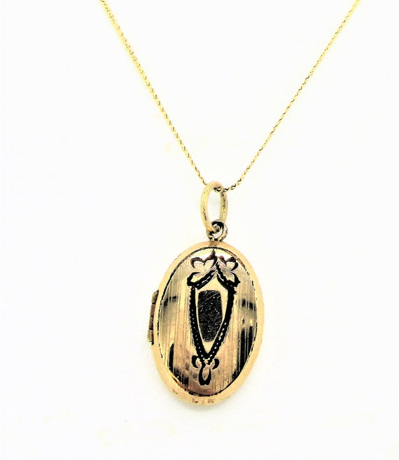 Art Deco Gold Filled Locket and Chain, 14K 1/20 Go