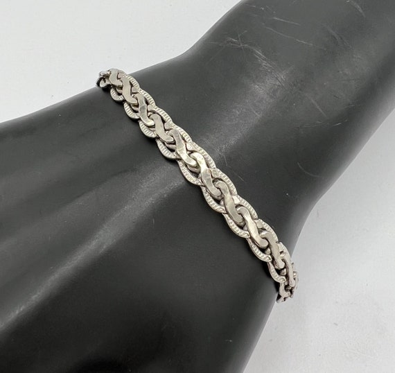 Sterling Link Bracelet, Braided Narrow, Signed 925 - image 3