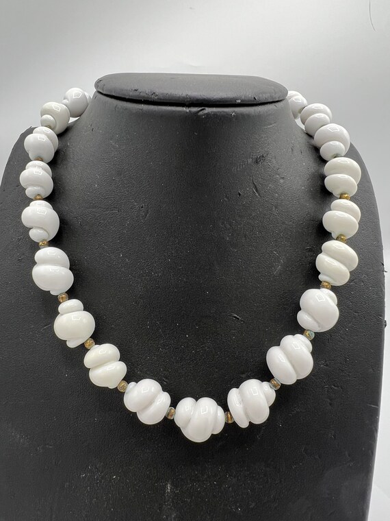 Milk Glass Choker,  Wedding Necklace, White Glass 