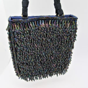 Vintage Beaded Evening Bag: Blue Iridescent Inge Christopher Purse