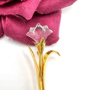 Swarovski Crystal Tulip Brooch: Swan Signed Gold Tone Jewelry