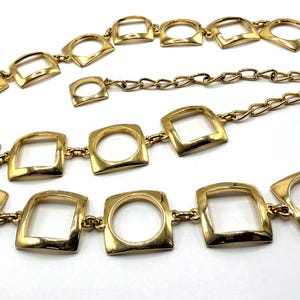 Vintage square panel link belt in antique silver/ gold tone. Vintage Silver Link Belt – Dovetail main image 4