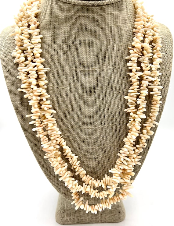 White Coral  Necklace, 3 Strands, Off White Color,