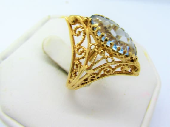14K Gold Ring, Blue Spinel, Size 9, 14K Yellow Gol