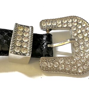 Gem encrusted and silver studded snakeskin belt! STUDDED SNAKESKIN BELT IN WHITE – Lowheads main image 4