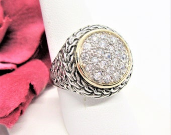 Sterling Bali CZ Ring, BALI Dot, Gold Washed, Marked 925, Size 9  Vintage Pre 2000 Style, NOS