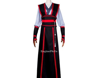 Schwarz Rot Anime Kimono Cosplay Kostüme, Japanische Samurai Style Robe Set