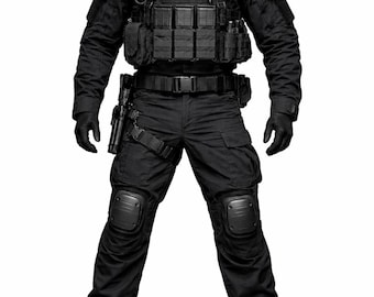 Schwarzes SWAT Kostüm Set, Herren Militärische Kampfuniform, Spezialkräfte Cosplay Outfit