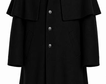 Men's Black Inverness Cape Coat – Sherlock Holmes Inspired Gothic Overcoat